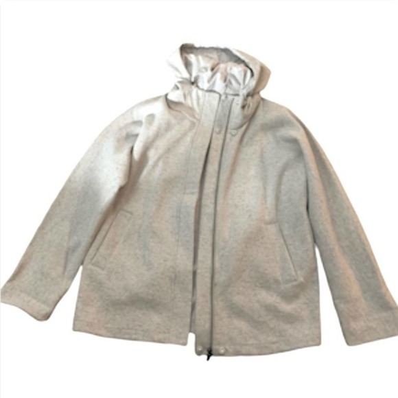 Nic+Zoe Zip & Snap Up Hooded Drawstring Oversized Coat Speckled Gray Size Small - Picture 4 of 10